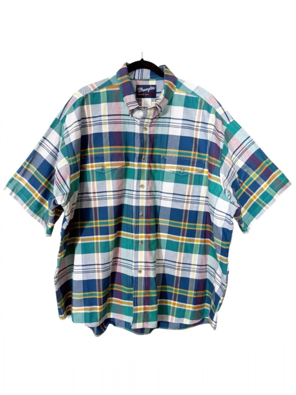 Wrangler Men’s Short Sleeve Multicolor Plaid Cotton Button Down Western Shirt 3X